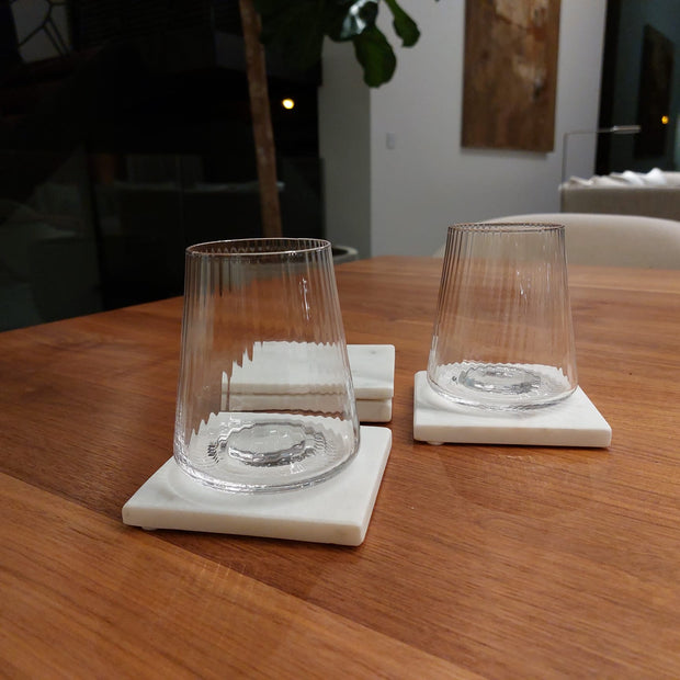 Waterglas streep reliëf set van 2 - Studio Blooming
